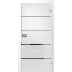 Erkelenz Ganzglastür Prime 7, Fläche mattiert, Motiv Streifen klar, ESG grün 8mm, 709x1972mm DIN links, Junior Band- und Studio Schlossbohrung, Bandseite = Strukturseite